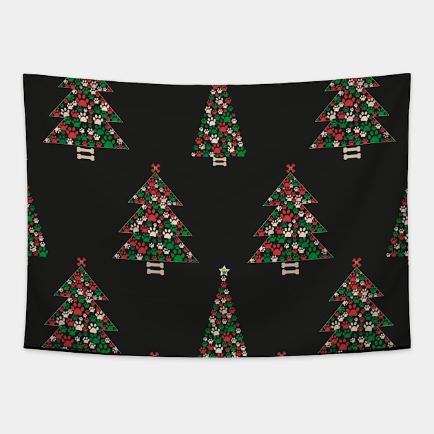 Made of paw print Christmas tree Tapestry by GULSENGUNEL