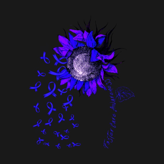 FOSTER CARE  AWARENESS Sunflower Blue Ribbon by vamstudio
