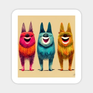 3 Colorful Canine Friends Magnet