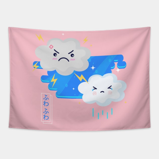 Kawaii Cloud Tapestry by Merch Sloth