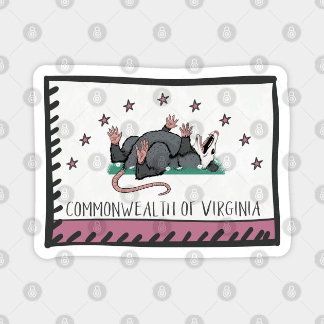 Funny Possum - Commonwealth of Virginia Flag Magnet by Toodles & Jay