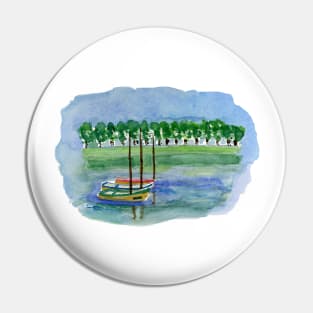 Canoes Watercolor Painting, Watercolor landscape canoes Pin