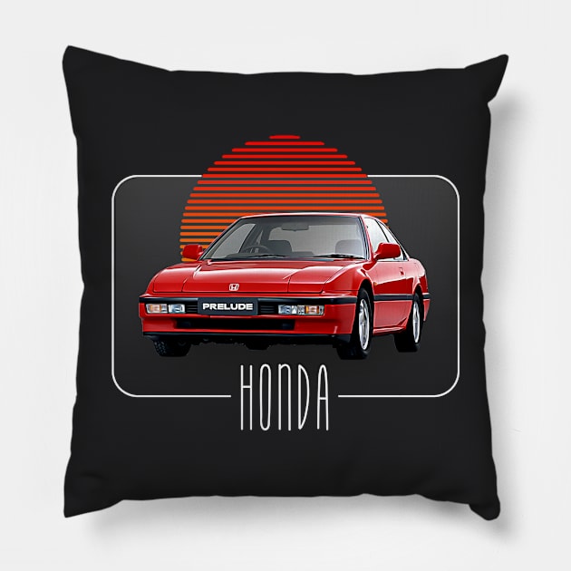 Honda Prelude  // Retro Classic Car Lover Design Pillow by DankFutura