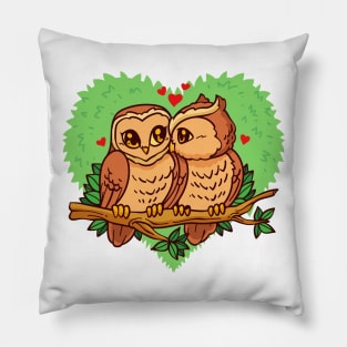 Cute Owl Couple Pillow