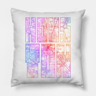 Houston City Map of Texas, USA City Map Typography - Colorful Pillow