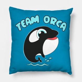 Team Orca Whale Cartoon Splashing Water Kawaii Chibi Pillow