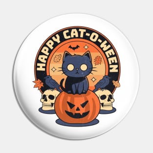 Happy Catoween Cat Halloween Fun Cute Retro Vibe Aesthetic Pin