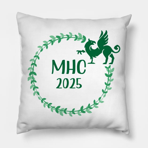 Mount Holyoke Green Griffins Pillow by maya-reinstein