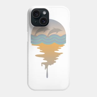 Retro Dolphins On An Ocean Background Phone Case