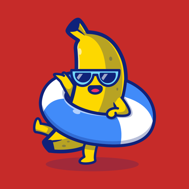 Cute Banana Wearing Balloon Cartoon by Catalyst Labs