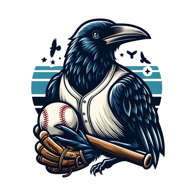 crows play baseball by Rizstor