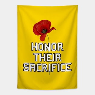 Honor Their Sacrifice Memorial with Red Poppy Flower Back Version (MD23Mrl006) Tapestry