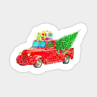 Classic Christmas Vintage Truck Magnet