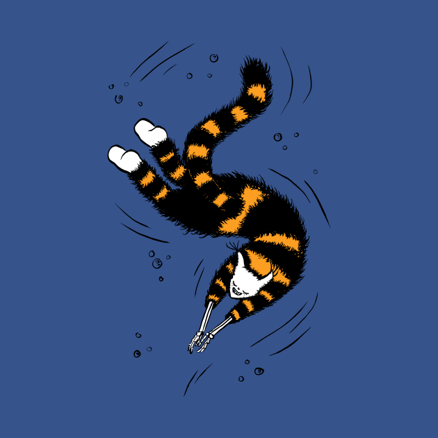 Weird Cat With Bone Hands Swimming by Boriana Giormova