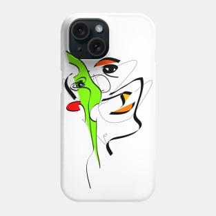 Face done in black lines and color Phone Case