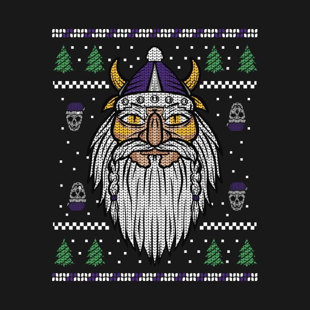 Purple and Gold Viking Ugly Christmas Sweater Style by SLAG_Creative