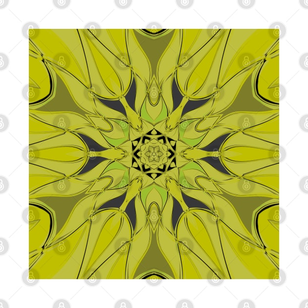 Cartoon Mandala Flower Green by WormholeOrbital