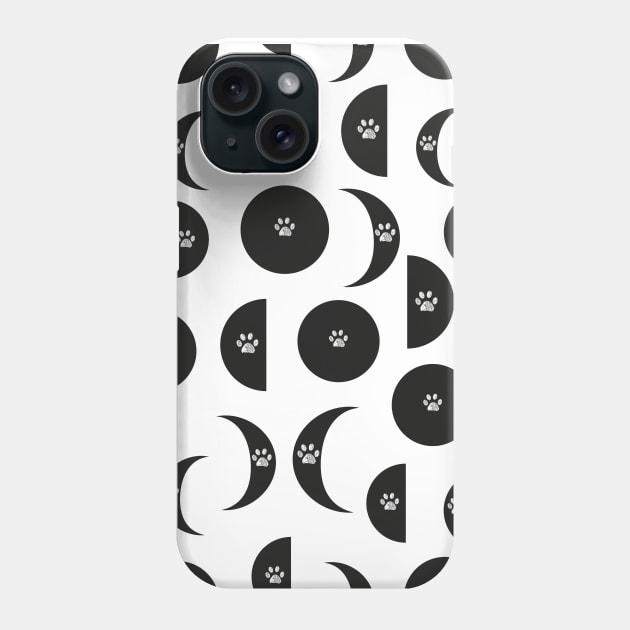 Moon phases with paw prints Phone Case by GULSENGUNEL