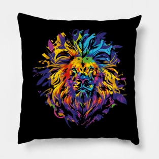 Lion face with colorful design Pillow