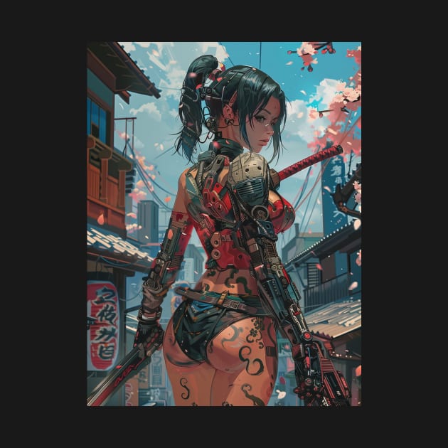 Japanese Warrior Girl Illustration by Vlaa