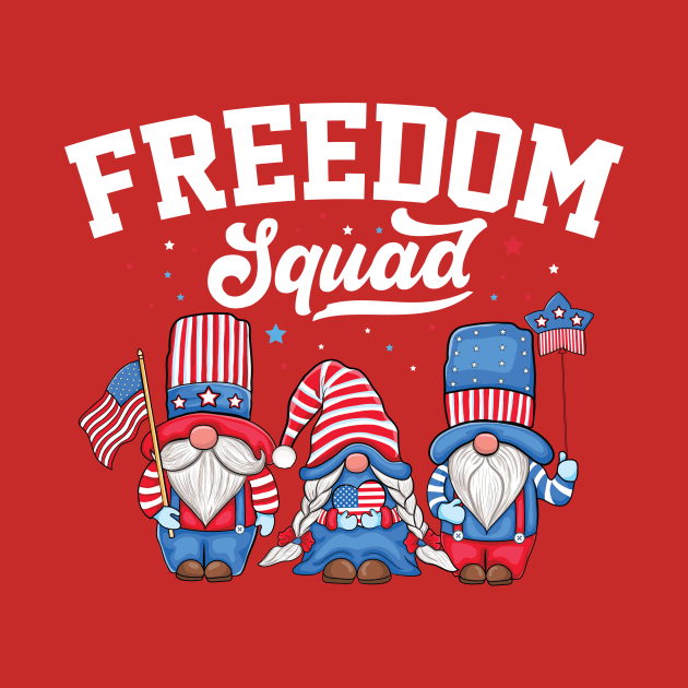 Freedom squad Patriotic 4th of July Gnomes USA American Flag by UNXart