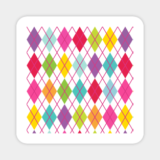 Argyle Lime Pink Red Gold Plum Teal Yellow Punk Rock Retro Magnet