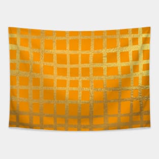 Orange Gold colored abstract lines pattern Tapestry