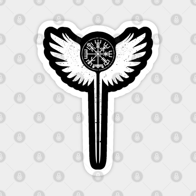 Valkyrie Symbol Vegvisir Odin Wings Vikings Asgard Valhalla Magnet by Dojaja