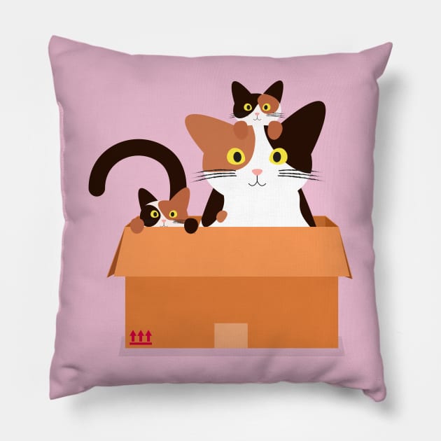 Mother and Kitties Pillow by katnanigans