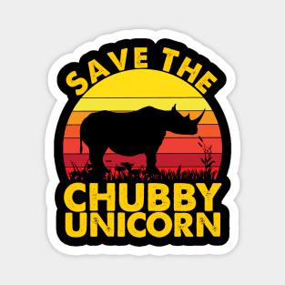 Save The Chubby Unicorn Vintage Retro Color Gifts For Men Women Kids - Adult Unicorn Quote - Funny Unicorn Rhino Gift Magnet