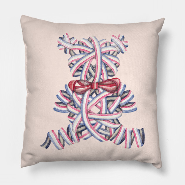 Roly Poly Ribbon Teddy Bear Ilration Pillow Teepublic Roly Poly Ribbon Teddy Bear Pillow