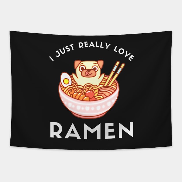 Kawaii Cute Anime Shiba Inu Dog Otaku Japanese Ramen Noodles Tapestry by Famgift