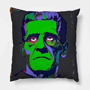 Frankenstein's Monster in Purple and Green Pillow