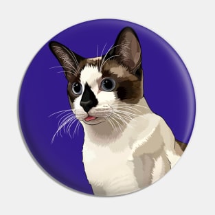 Seal Point Snowshoe Siamese Cat Blep Pin