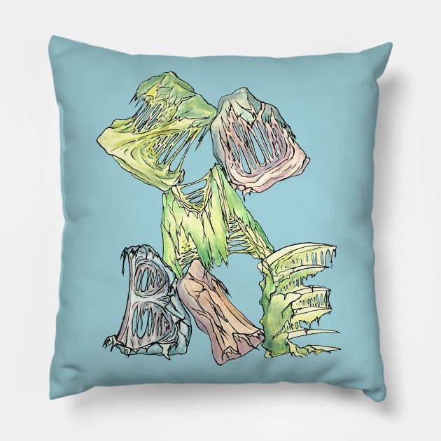 Dramabite Zombie Typography Text Character Statement Undead Apocalypse Pillow by dramabite