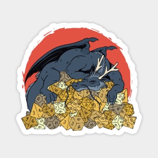 D&D Dragon Sleeping on a Hoard of Dice Magnet