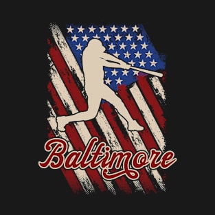 Patriotic USA Flag Baltimore Baseball Fan T-Shirt