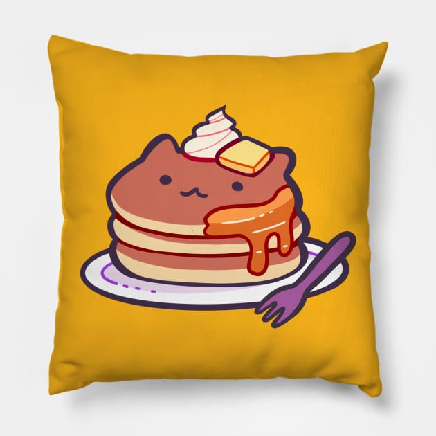 Cat Pancakes Pillow by giraffalope