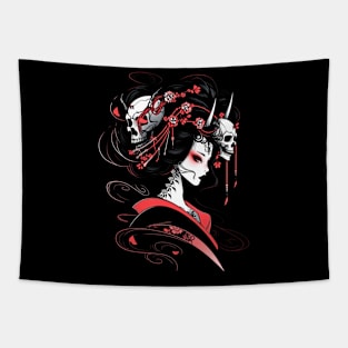 Geisha | Grim Reaper Geisha Skull | Cool Retro Japanese Aesthetic #14 Tapestry