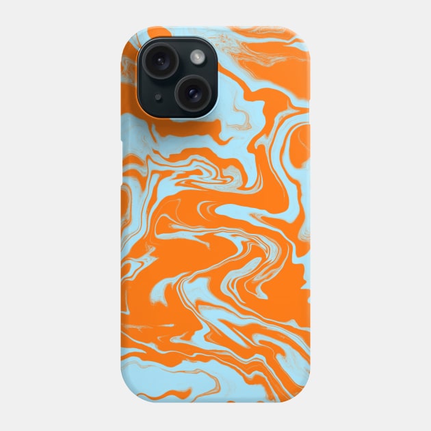 Bright Orange and Light Blue Aesthetic Marble Pattern Phone Case by Teeworthy Designs