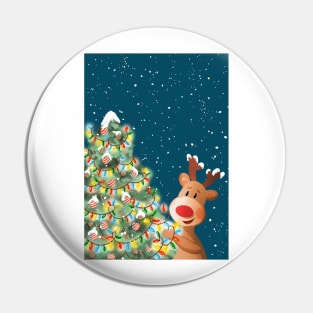 Cute reindeer illustration, winter animal art Pin