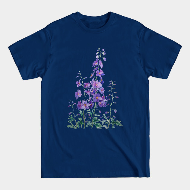 purple blue pink delphinium watercolor - Flower - T-Shirt