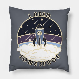 I need some space - Spaceship in purple Pillow