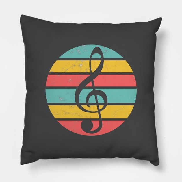 Treble Clef Vintage Distressed Pillow by Analog Designs