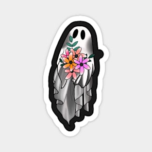 Cute Ghost with Flowers Magnet