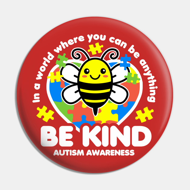 Be Kind Autism Awareness Pin by DetourShirts