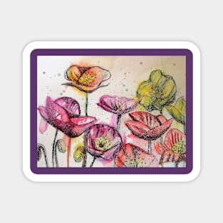 Red Poppy Watercolor Painting Magnet