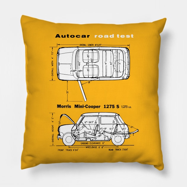 MORRIS MINOR - blueprint cutaway road test Pillow by Throwback Motors