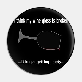 Broken wine glass - red wine for dark bg Pin