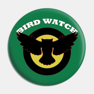 Bird Watch with Owl Silhouette Pin